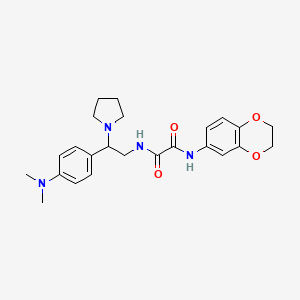 molecular formula C24H30N4O4 B2880345 N1-(2,3-dihydrobenzo[b][1,4]dioxin-6-yl)-N2-(2-(4-(dimethylamino)phenyl)-2-(pyrrolidin-1-yl)ethyl)oxalamide CAS No. 899956-99-1
