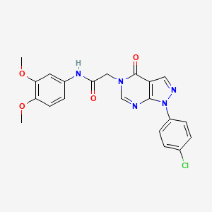 molecular formula C21H18ClN5O4 B2880346 2-(1-(4-chlorophenyl)-4-oxo-1H-pyrazolo[3,4-d]pyrimidin-5(4H)-yl)-N-(3,4-dimethoxyphenyl)acetamide CAS No. 852441-00-0