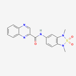 molecular formula C17H15N5O3S B2880348 N-(1,3-dimethyl-2,2-dioxido-1,3-dihydrobenzo[c][1,2,5]thiadiazol-5-yl)quinoxaline-2-carboxamide CAS No. 2034587-02-3