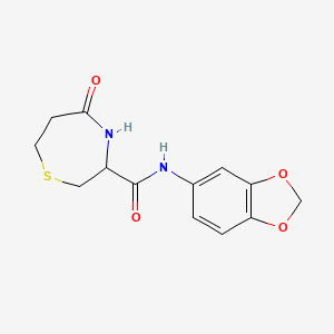molecular formula C13H14N2O4S B2880349 N-(benzo[d][1,3]dioxol-5-yl)-5-oxo-1,4-thiazepane-3-carboxamide CAS No. 1396555-67-1