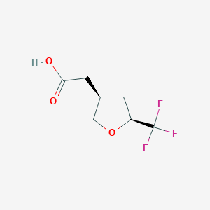 molecular formula C7H9F3O3 B2880351 2-[(3R,5S)-5-(三氟甲基)氧杂环-3-基]乙酸 CAS No. 2580093-71-4