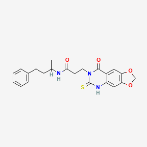 3-(8-oxo-6-sulfanylidene-5H-[1,3]dioxolo[4,5-g]quinazolin-7-yl)-N-(4-phenylbutan-2-yl)propanamide