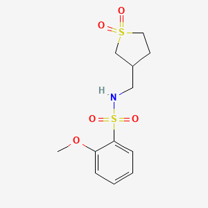 molecular formula C12H17NO5S2 B2880374 N-((1,1-二氧化四氢噻吩-3-基)甲基)-2-甲氧基苯磺酰胺 CAS No. 1235138-37-0