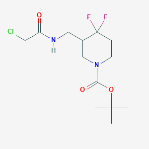 molecular formula C13H21ClF2N2O3 B2880380 Tert-butyl 3-[[(2-chloroacetyl)amino]methyl]-4,4-difluoropiperidine-1-carboxylate CAS No. 2411291-49-9