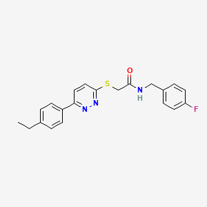 molecular formula C21H20FN3OS B2880387 2-((6-(4-乙基苯基)吡哒嗪-3-基)硫代)-N-(4-氟苄基)乙酰胺 CAS No. 896045-66-2