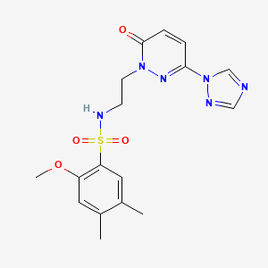 2-methoxy-4,5-dimethyl-N-(2-(6-oxo-3-(1H-1,2,4-triazol-1-yl)pyridazin-1(6H)-yl)ethyl)benzenesulfonamide
