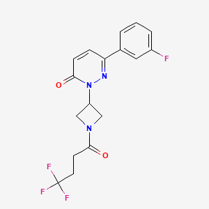 molecular formula C17H15F4N3O2 B2880392 6-(3-Fluorophenyl)-2-[1-(4,4,4-trifluorobutanoyl)azetidin-3-yl]pyridazin-3-one CAS No. 2380181-32-6