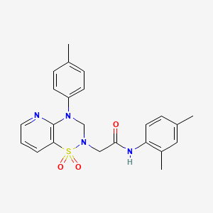 molecular formula C23H24N4O3S B2880398 N-(2,4-dimethylphenyl)-2-(1,1-dioxido-4-(p-tolyl)-3,4-dihydro-2H-pyrido[2,3-e][1,2,4]thiadiazin-2-yl)acetamide CAS No. 1251611-38-7