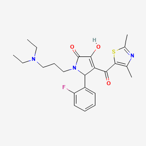 molecular formula C23H28FN3O3S B2880413 1-(3-(diethylamino)propyl)-4-(2,4-dimethylthiazole-5-carbonyl)-5-(2-fluorophenyl)-3-hydroxy-1H-pyrrol-2(5H)-one CAS No. 627887-91-6