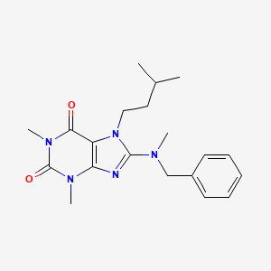 molecular formula C20H27N5O2 B2880416 8-[Benzyl(methyl)amino]-1,3-dimethyl-7-(3-methylbutyl)purine-2,6-dione CAS No. 683778-10-1
