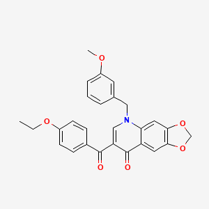 molecular formula C27H23NO6 B2880418 7-(4-Ethoxybenzoyl)-5-[(3-methoxyphenyl)methyl]-[1,3]dioxolo[4,5-g]quinolin-8-one CAS No. 866813-27-6