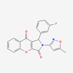 molecular formula C21H13FN2O4 B2880422 1-(3-Fluorophenyl)-2-(5-methylisoxazol-3-yl)-1,2-dihydrochromeno[2,3-c]pyrrole-3,9-dione CAS No. 874395-40-1