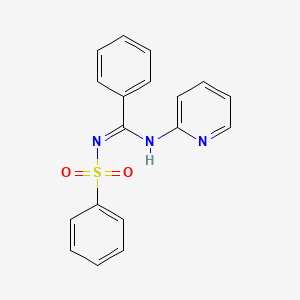 molecular formula C18H15N3O2S B2880423 N'-(benzenesulfonyl)-N-pyridin-2-ylbenzenecarboximidamide CAS No. 41274-23-1