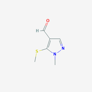 molecular formula C6H8N2OS B2880431 1-Methyl-5-methylsulfanylpyrazole-4-carbaldehyde CAS No. 1823581-29-8