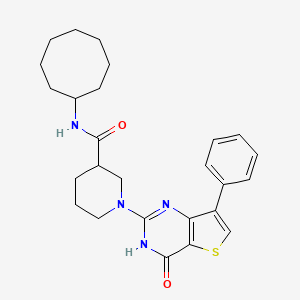 molecular formula C26H32N4O2S B2880436 N-cyclooctyl-1-(4-oxo-7-phenyl-3,4-dihydrothieno[3,2-d]pyrimidin-2-yl)piperidine-3-carboxamide CAS No. 1251623-14-9