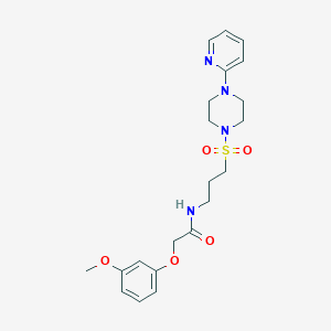 molecular formula C21H28N4O5S B2880439 2-(3-methoxyphenoxy)-N-(3-((4-(pyridin-2-yl)piperazin-1-yl)sulfonyl)propyl)acetamide CAS No. 1021220-67-6