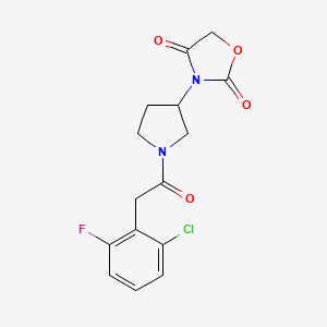 molecular formula C15H14ClFN2O4 B2880459 3-(1-(2-(2-Chloro-6-fluorophenyl)acetyl)pyrrolidin-3-yl)oxazolidine-2,4-dione CAS No. 2034314-45-7