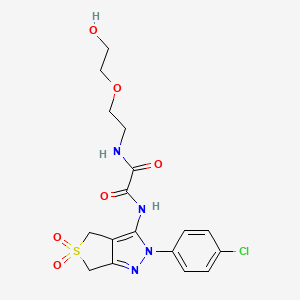 molecular formula C17H19ClN4O6S B2880465 N1-(2-(4-chlorophenyl)-5,5-dioxido-4,6-dihydro-2H-thieno[3,4-c]pyrazol-3-yl)-N2-(2-(2-hydroxyethoxy)ethyl)oxalamide CAS No. 899962-12-0