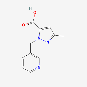 molecular formula C11H11N3O2 B2880473 3-Methyl-1-(pyridin-3-ylmethyl)-1H-pyrazole-5-carboxylic acid CAS No. 860307-93-3