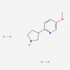 molecular formula C10H16Cl2N2O B2880478 5-甲氧基-2-(吡咯烷-3-基)吡啶二盐酸盐 CAS No. 1909317-45-8