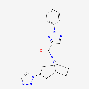 molecular formula C18H19N7O B2880482 8-(2-phenyl-2H-1,2,3-triazole-4-carbonyl)-3-(1H-1,2,3-triazol-1-yl)-8-azabicyclo[3.2.1]octane CAS No. 2180010-46-0