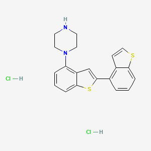 molecular formula C20H20Cl2N2S2 B2880487 1-[2-(1-苯并噻吩-4-基)-1-苯并噻吩-4-基]哌嗪；二盐酸盐 CAS No. 2126178-14-9