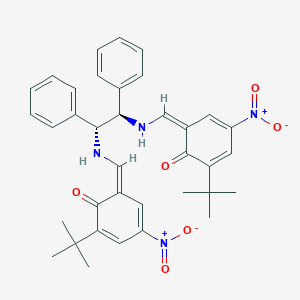 molecular formula C36H38N4O6 B288050 (6Z)-2-tert-butyl-6-[[[(1R,2R)-2-[[(Z)-(5-tert-butyl-3-nitro-6-oxocyclohexa-2,4-dien-1-ylidene)methyl]amino]-1,2-diphenylethyl]amino]methylidene]-4-nitrocyclohexa-2,4-dien-1-one 