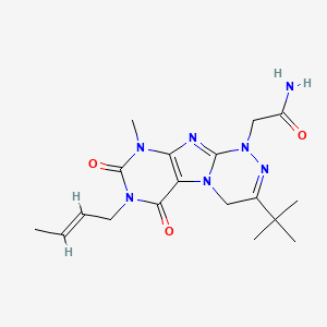 molecular formula C18H25N7O3 B2880502 (E)-2-(7-(but-2-en-1-yl)-3-(tert-butyl)-9-methyl-6,8-dioxo-6,7,8,9-tetrahydro-[1,2,4]triazino[3,4-f]purin-1(4H)-yl)acetamide CAS No. 1007067-39-1