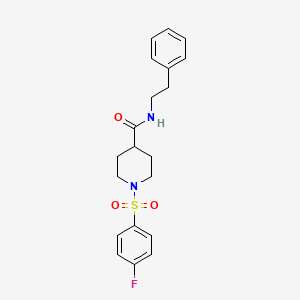 molecular formula C20H23FN2O3S B2880515 1-[(4-fluorobenzene)sulfonyl]-N-(2-phenylethyl)piperidine-4-carboxamide CAS No. 591226-92-5