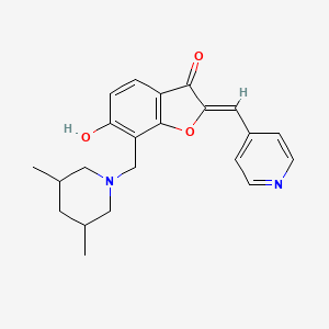 molecular formula C22H24N2O3 B2880517 (Z)-7-((3,5-dimethylpiperidin-1-yl)methyl)-6-hydroxy-2-(pyridin-4-ylmethylene)benzofuran-3(2H)-one CAS No. 900273-21-4
