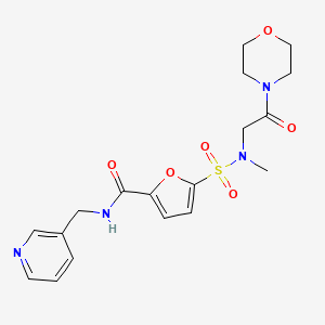 molecular formula C18H22N4O6S B2880523 5-(N-methyl-N-(2-morpholino-2-oxoethyl)sulfamoyl)-N-(pyridin-3-ylmethyl)furan-2-carboxamide CAS No. 1170096-80-6