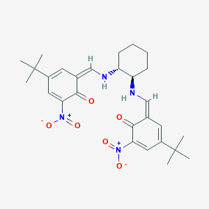 molecular formula C28H36N4O6 B288054 (6Z)-4-tert-butyl-6-[[[(1R,2R)-2-[[(Z)-(3-tert-butyl-5-nitro-6-oxocyclohexa-2,4-dien-1-ylidene)methyl]amino]cyclohexyl]amino]methylidene]-2-nitrocyclohexa-2,4-dien-1-one 