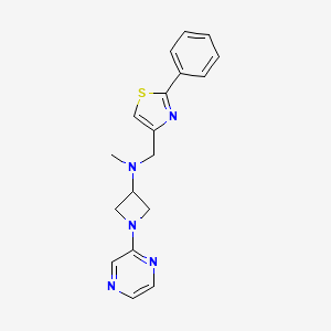 molecular formula C18H19N5S B2880543 N-Methyl-N-[(2-phenyl-1,3-thiazol-4-yl)methyl]-1-pyrazin-2-ylazetidin-3-amine CAS No. 2380039-91-6