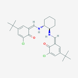 molecular formula C28H36Cl2N2O2 B288055 (6Z)-4-tert-butyl-6-[[[(1R,2R)-2-[[(Z)-(3-tert-butyl-5-chloro-6-oxocyclohexa-2,4-dien-1-ylidene)methyl]amino]cyclohexyl]amino]methylidene]-2-chlorocyclohexa-2,4-dien-1-one 