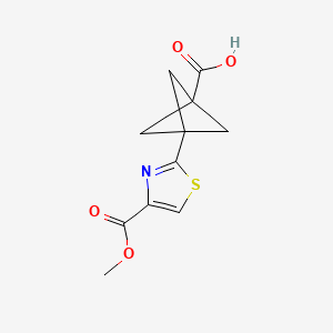 molecular formula C11H11NO4S B2880565 3-[4-(Methoxycarbonyl)-1,3-thiazol-2-yl]bicyclo[1.1.1]pentane-1-carboxylic acid CAS No. 1980063-87-3