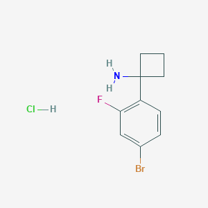 molecular formula C10H12BrClFN B2880576 1-(4-Bromo-2-fluorophenyl)cyclobutan-1-amine;hydrochloride CAS No. 2503202-52-4