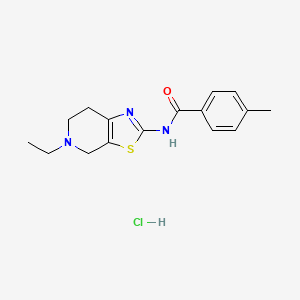 molecular formula C16H20ClN3OS B2880587 N-(5-乙基-4,5,6,7-四氢噻唑并[5,4-c]吡啶-2-基)-4-甲基苯甲酰胺盐酸盐 CAS No. 1189714-88-2