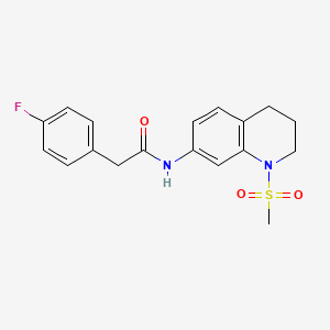 molecular formula C18H19FN2O3S B2880604 2-(4-fluorophenyl)-N-(1-methylsulfonyl-3,4-dihydro-2H-quinolin-7-yl)acetamide CAS No. 946298-77-7