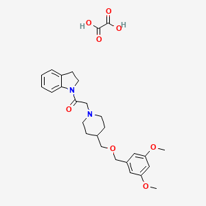 molecular formula C27H34N2O8 B2880609 草酸 2-(4-(((3,5-二甲氧基苄基)氧基)甲基)哌啶-1-基)-1-(吲哚-1-基)乙酮 CAS No. 1396876-77-9