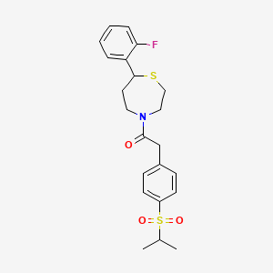 1-(7-(2-Fluorophenyl)-1,4-thiazepan-4-yl)-2-(4-(isopropylsulfonyl)phenyl)ethanone