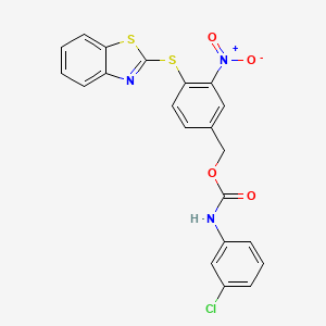 [4-(1,3-benzothiazol-2-ylsulfanyl)-3-nitrophenyl]methyl N-(3-chlorophenyl)carbamate