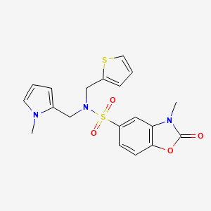 3-methyl-N-((1-methyl-1H-pyrrol-2-yl)methyl)-2-oxo-N-(thiophen-2-ylmethyl)-2,3-dihydrobenzo[d]oxazole-5-sulfonamide