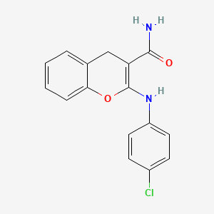 molecular formula C16H13ClN2O2 B2880620 2-[(4-chlorophenyl)amino]-4H-chromene-3-carboxamide CAS No. 1260912-44-4