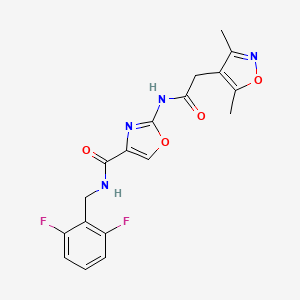 molecular formula C18H16F2N4O4 B2880628 N-(2,6-二氟苄基)-2-(2-(3,5-二甲基异恶唑-4-基)乙酰胺基)恶唑-4-甲酰胺 CAS No. 1797957-28-8