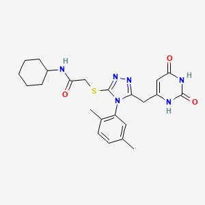 molecular formula C23H28N6O3S B2880631 N-cyclohexyl-2-[[4-(2,5-dimethylphenyl)-5-[(2,4-dioxo-1H-pyrimidin-6-yl)methyl]-1,2,4-triazol-3-yl]sulfanyl]acetamide CAS No. 852048-37-4