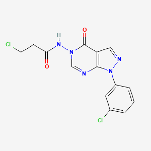 molecular formula C14H11Cl2N5O2 B2880636 3-chloro-N-(1-(3-chlorophenyl)-4-oxo-1H-pyrazolo[3,4-d]pyrimidin-5(4H)-yl)propanamide CAS No. 919842-76-5