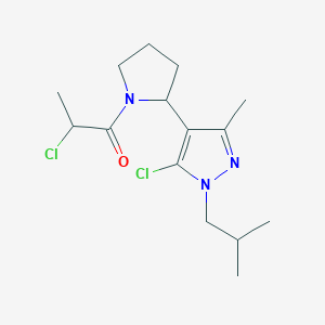 2-Chloro-1-[2-[5-chloro-3-methyl-1-(2-methylpropyl)pyrazol-4-yl]pyrrolidin-1-yl]propan-1-one