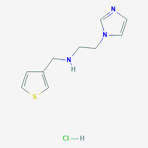 molecular formula C10H14ClN3S B2880647 [2-(1H-imidazol-1-yl)ethyl](thiophen-3-ylmethyl)amine hydrochloride CAS No. 1803599-96-3