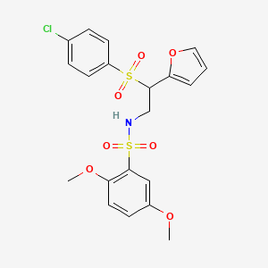 molecular formula C20H20ClNO7S2 B2880661 N-(2-((4-chlorophenyl)sulfonyl)-2-(furan-2-yl)ethyl)-2,5-dimethoxybenzenesulfonamide CAS No. 877816-94-9