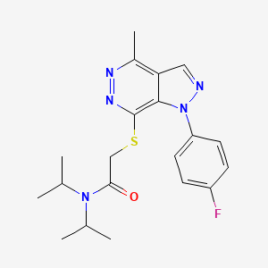 molecular formula C20H24FN5OS B2880668 2-((1-(4-氟苯基)-4-甲基-1H-吡唑并[3,4-d]嘧啶-7-基)硫)-N,N-二异丙基乙酰胺 CAS No. 1105236-86-9